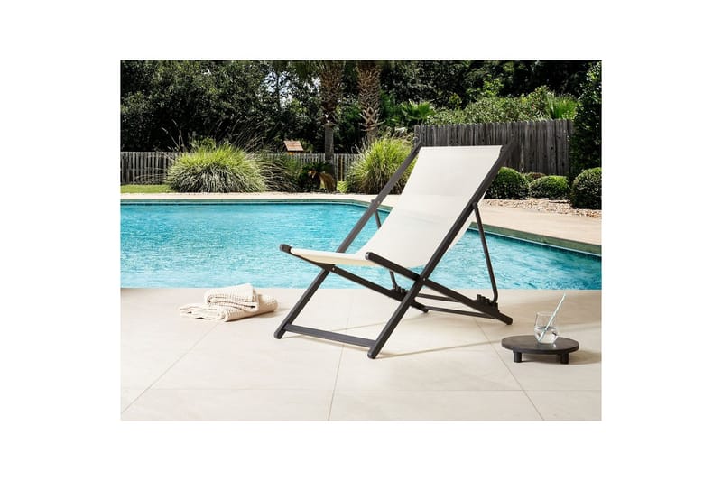 Sammenklappelig liggestol Locri II - Beige, sort - Havemøbler - Havestole - Solstole