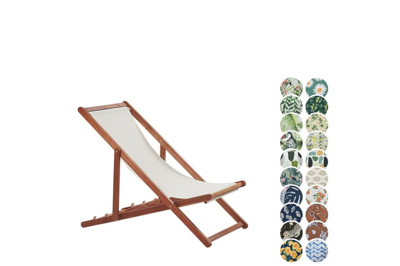 Solseng 2 erstatningsstoffer Anzio - Hvid, mørkt træ, flerfarvet - Havemøbler - Havestole - Solstole