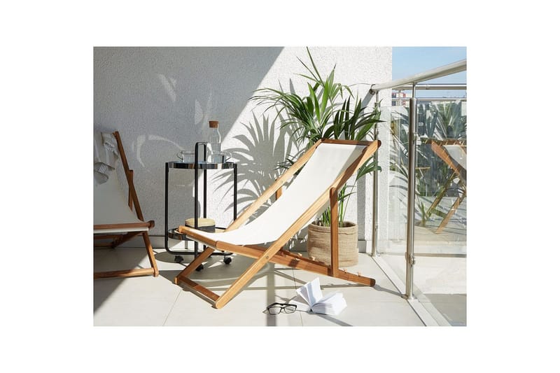 Solseng 2 erstatningsstoffer Anzio - Lyst træ, hvid, flerfarvet - Havemøbler - Havestole - Solstole