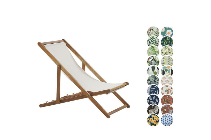 Solseng 2 erstatningsstoffer Anzio - Lyst træ, hvid, flerfarvet - Havemøbler - Havestole - Solstole