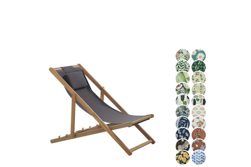 Solseng 2 erstatningsstoffer Avellino - Grå, lyst træ, flerfarvet - Havemøbler - Havestole - Solstole