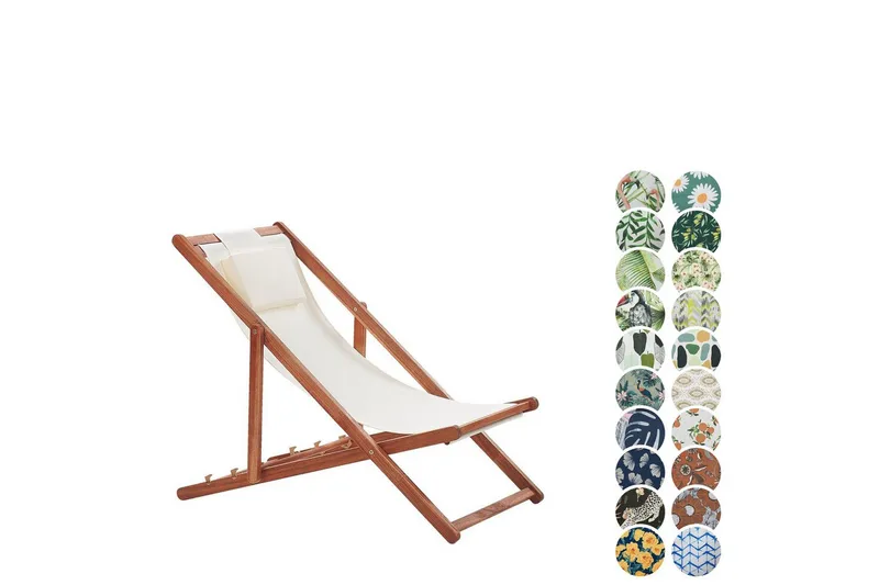 Solseng 2 erstatningsstoffer Avellino - Hvid, mørkt træ, flerfarvet - Havemøbler - Havestole - Solstole