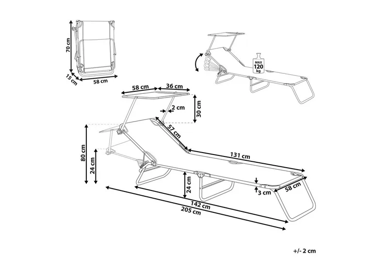 Solseng Foligno - Grøn, Sølv - Havemøbler - Havestole - Solseng & solvogn