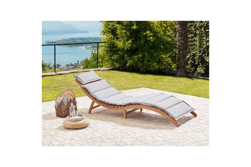 Solseng Luino - Lyst træ, grå - Havemøbler - Havestole - Solseng & solvogn