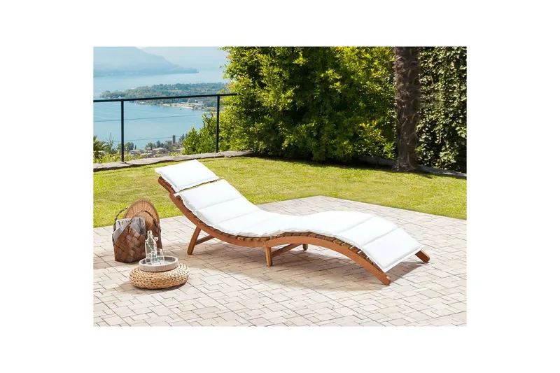 Solseng Luino - Lyst træ, hvid - Havemøbler - Havestole - Solseng & solvogn