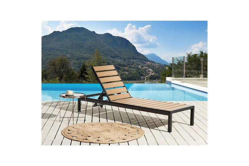 Solseng Nardo - Lys træ, sort, Lyst træ, sort - Havemøbler - Havestole - Solseng & solvogn