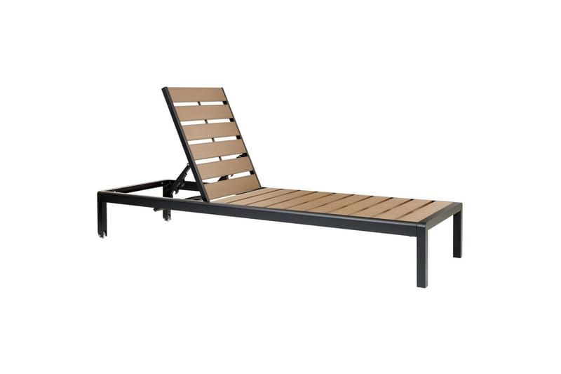 Solseng Nardo - Lys træ, sort, Lyst træ, sort - Havemøbler - Havestole - Solseng & solvogn