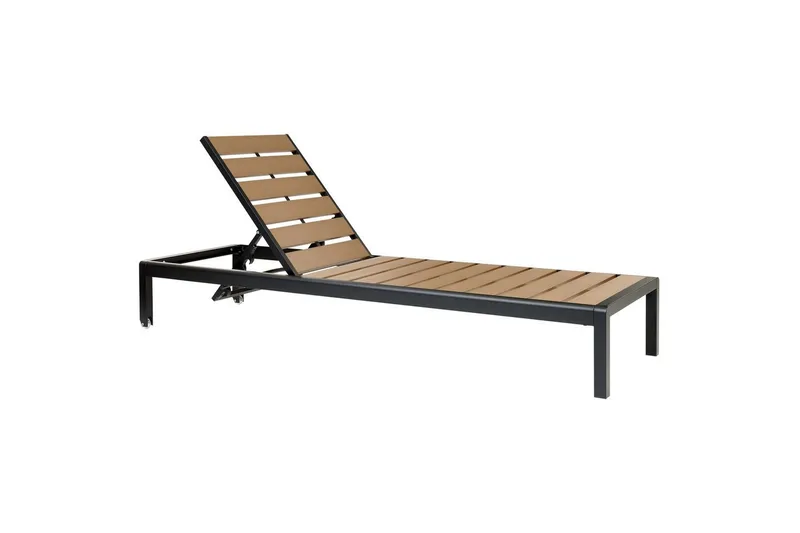 Solseng Nardo - Lys træ, sort, Lyst træ, sort - Havemøbler - Havestole - Solseng & solvogn