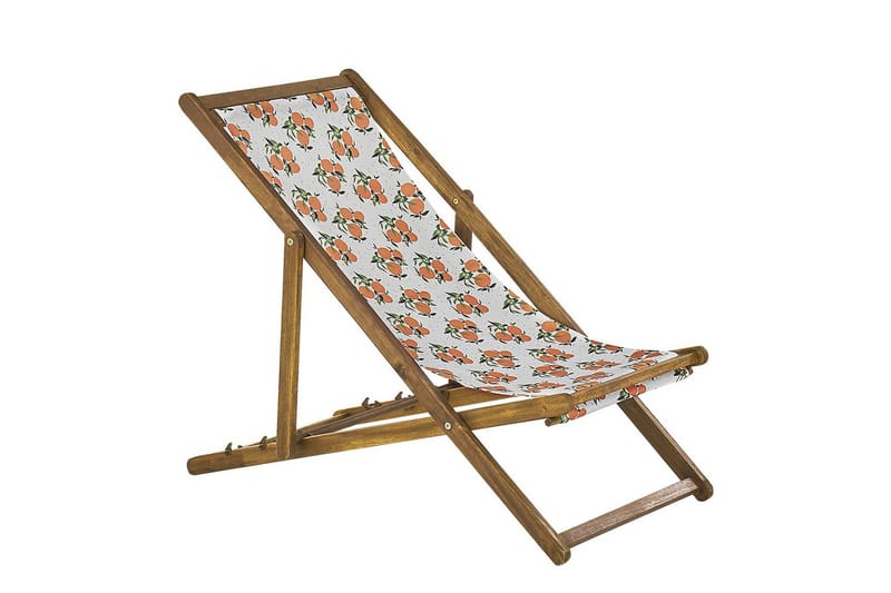 Solseng sæt á 2 Anzio - lyst træ/off-white appelsinmønster - Havemøbler - Havestole - Solstole