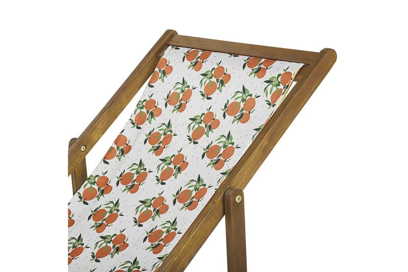Solseng sæt á 2 Anzio - lyst træ/off-white appelsinmønster - Havemøbler - Havestole - Solstole