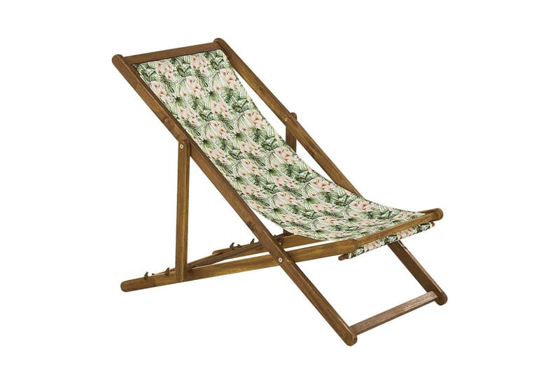 Solseng sæt á 2 Anzio - lyst træ/off-white blomsteret mønster - Havemøbler - Havestole - Solstole