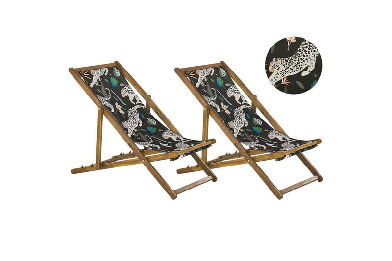 Solseng sæt á 2 Anzio, lyst træ/off-white dyremønster