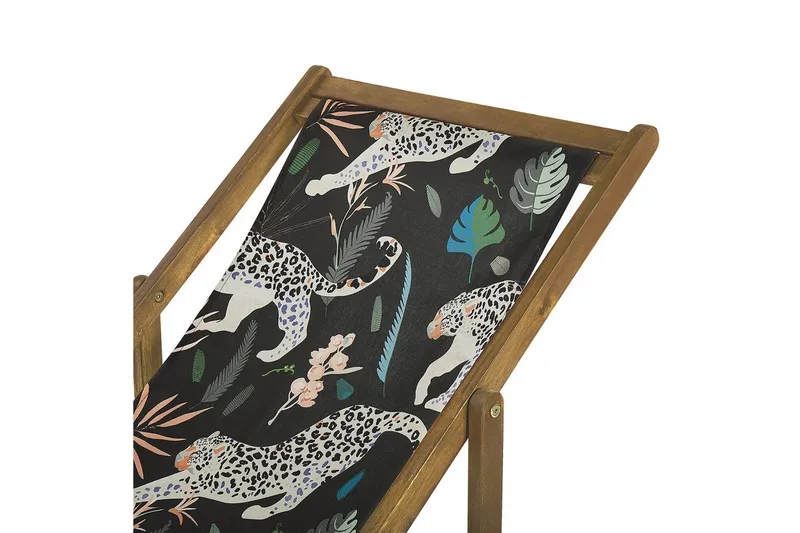 Solseng sæt á 2 Anzio - lyst træ/off-white dyremønster - Havemøbler - Havestole - Solstole