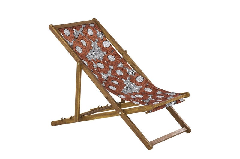 Solseng sæt á 2 Anzio - lyst træ/off-white valmuemønster - Havemøbler - Havestole - Solstole