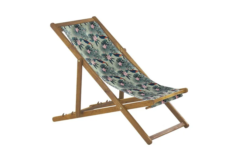 Solseng sæt á 2 Anzio - lyst træ/off-white pelikanmønster - Havemøbler - Havestole - Solstole