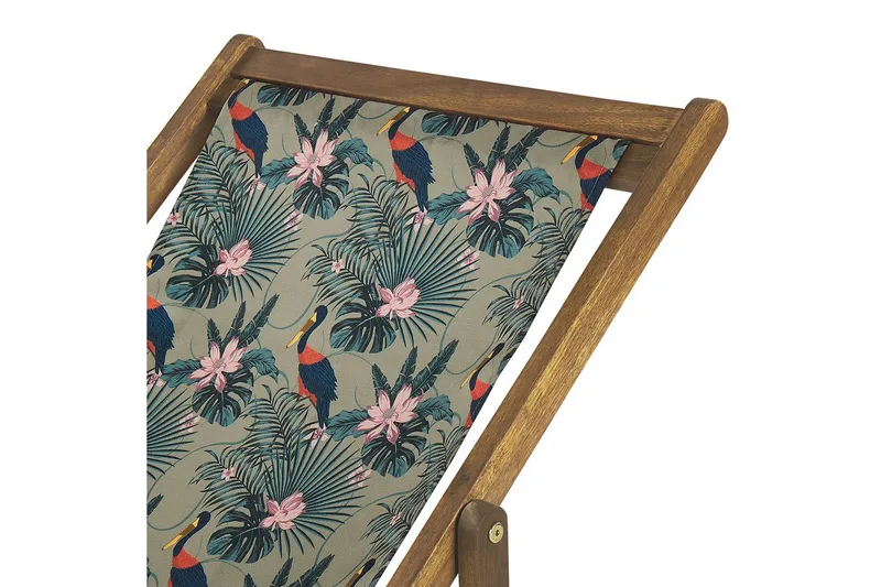 Solseng sæt á 2 Anzio - lyst træ/off-white pelikanmønster - Havemøbler - Havestole - Solstole