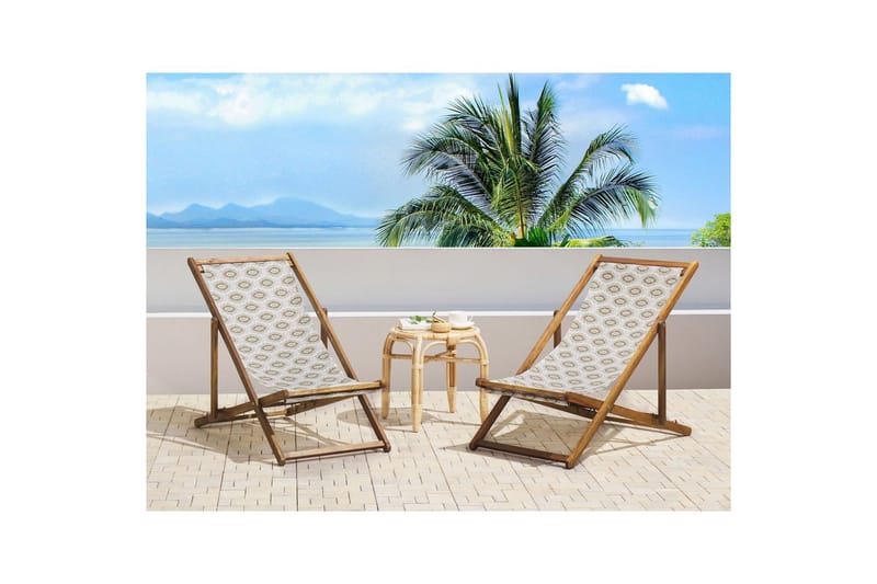 Solseng sæt á 2 Anzio - lyst træ/off-white/beige - Havemøbler - Havestole - Solstole