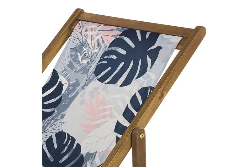 Solseng sæt á 2 Anzio - lyst træ/off-white/blå palmebladsmønster - Havemøbler - Havestole - Solstole