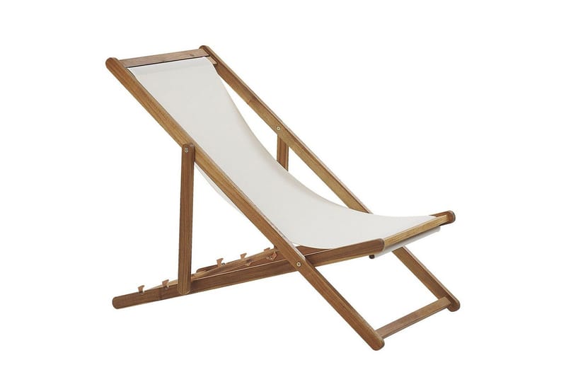 Solseng sæt á 2 Anzio - lyst træ/off-white/blå palmebladsmønster - Havemøbler - Havestole - Solstole