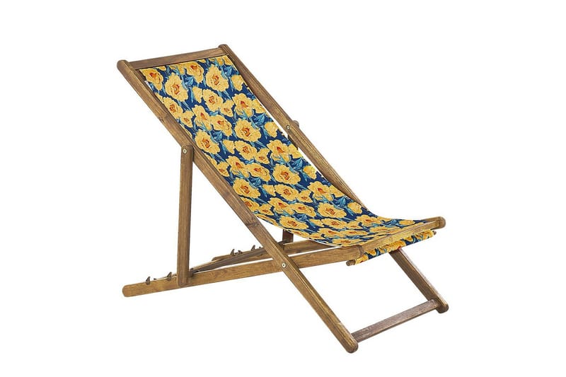 Solseng sæt á 2 Anzio - lyst træ/off-white/gul blomstret mønster - Havemøbler - Havestole - Solstole
