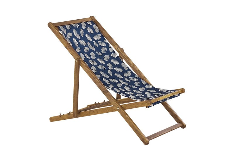 Solseng sæt á 2 Anzio - lyst træ/off-white/marineblå blomstermønster - Havemøbler - Havestole - Solstole