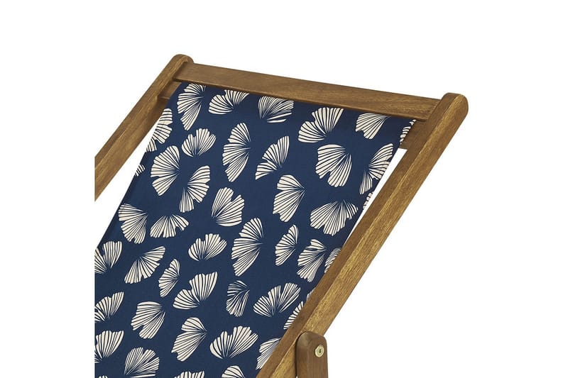 Solseng sæt á 2 Anzio - lyst træ/off-white/marineblå blomstermønster - Havemøbler - Havestole - Solstole