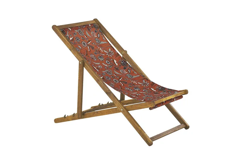 Solseng sæt á 2 Anzio - lyst træ/off-white/rød blomstermønster - Havemøbler - Havestole - Solstole