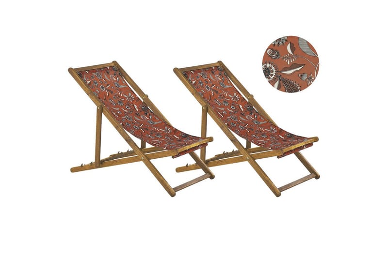 Solseng sæt á 2 Anzio, lyst træ/off-white/rød blomstermønster