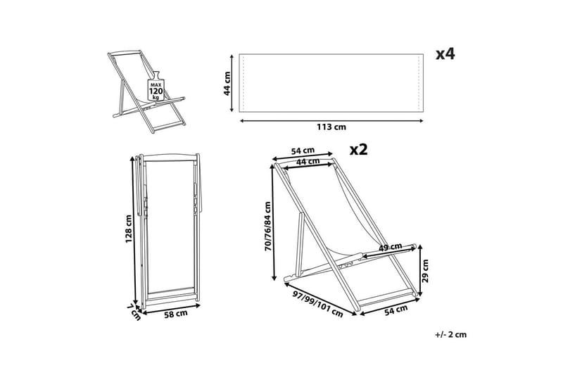 Solseng sæt á 2 Anzio - mørkt træ/off-white dyremønster - Havemøbler - Havestole - Solstole