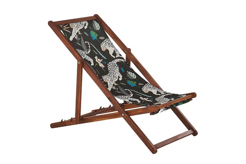 Solseng sæt á 2 Anzio - mørkt træ/off-white dyremønster - Havemøbler - Havestole - Solstole