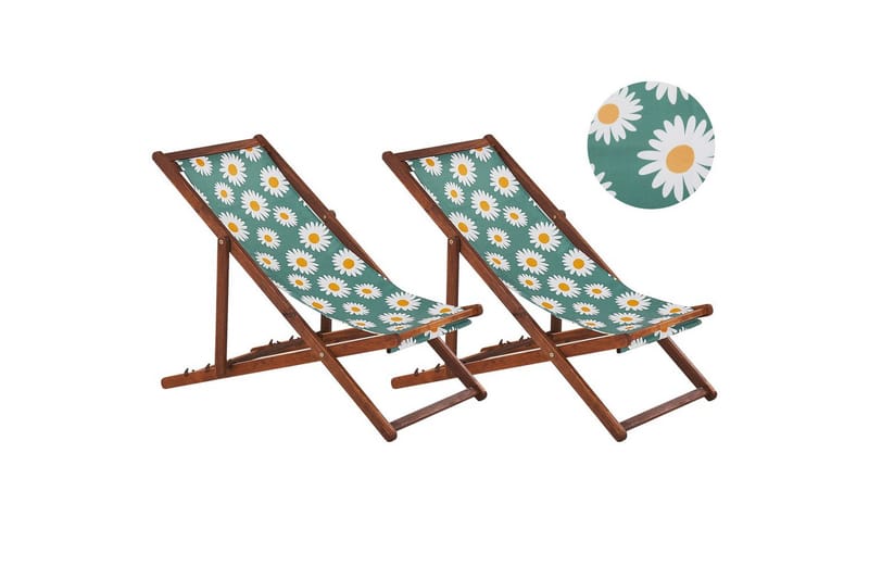 Solseng sæt á 2 Anzio, mørkt træ/off-white kamillemønster