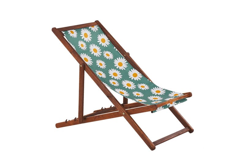 Solseng sæt á 2 Anzio - mørkt træ/off-white kamillemønster - Havemøbler - Havestole - Solstole