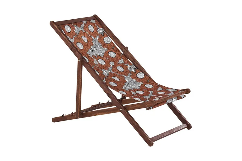 Solseng sæt á 2 Anzio - mørkt træ/off-white valmuemønster - Havemøbler - Havestole - Solstole