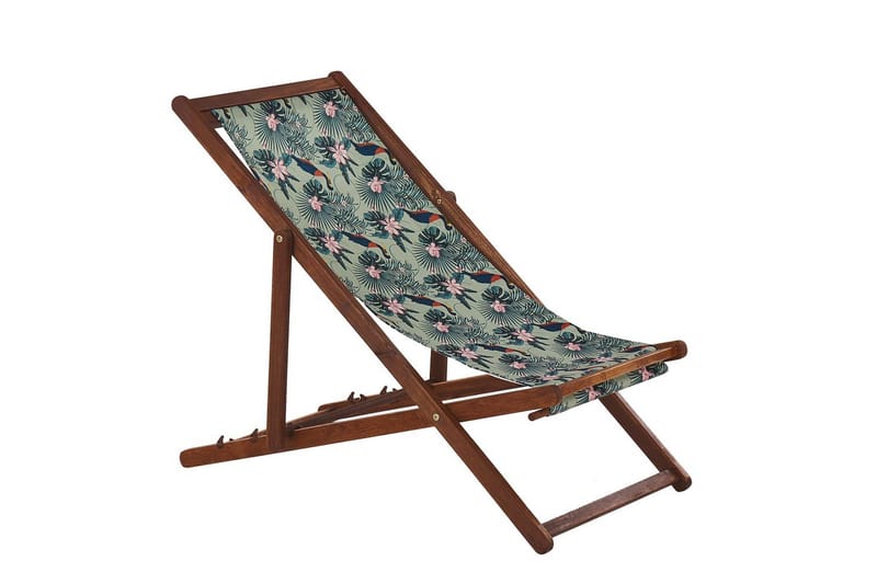 Solseng sæt á 2 Anzio - mørkt træ/off-white pelikanmønster - Havemøbler - Havestole - Solstole