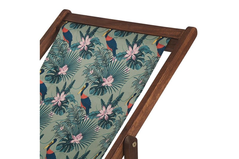 Solseng sæt á 2 Anzio - mørkt træ/off-white pelikanmønster - Havemøbler - Havestole - Solstole