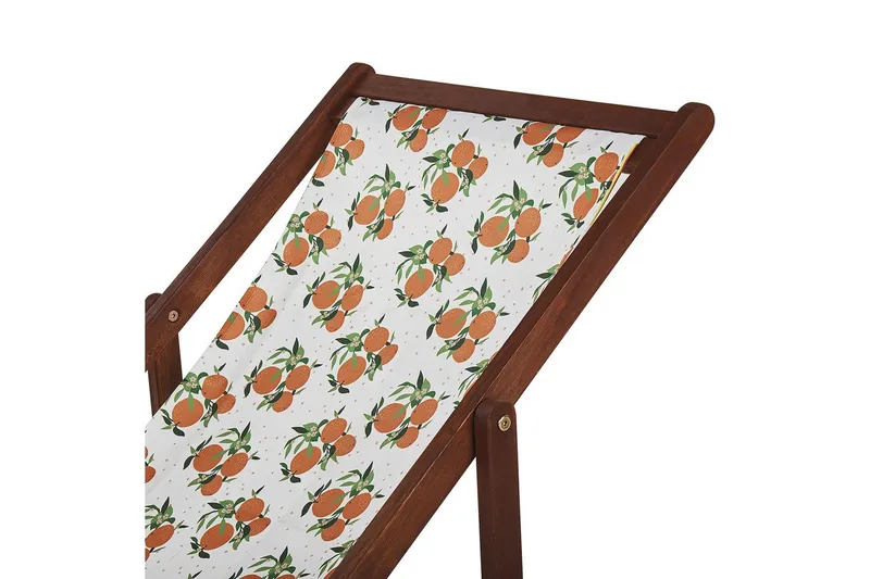 Solseng sæt á 2 Anzio - mørkt træ/off-white/appelsinmønster - Havemøbler - Havestole - Solstole