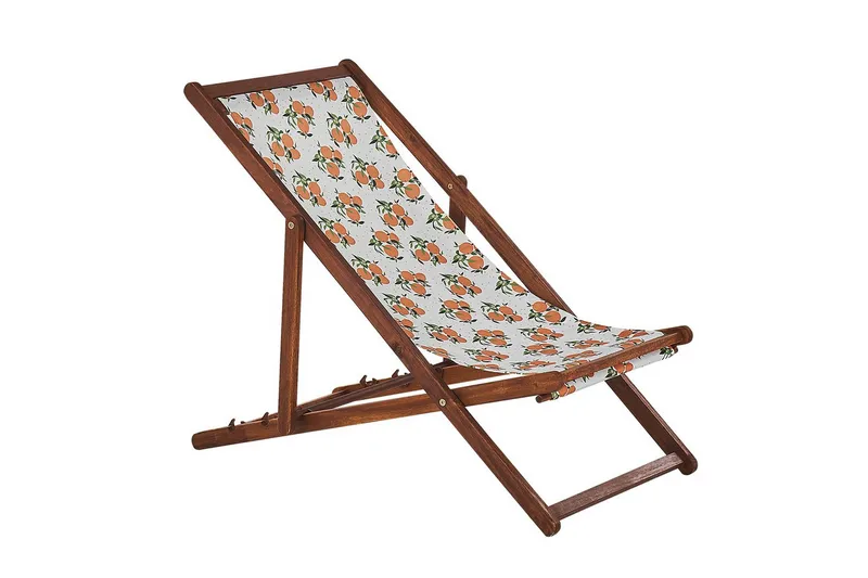 Solseng sæt á 2 Anzio - mørkt træ/off-white/appelsinmønster - Havemøbler - Havestole - Solstole