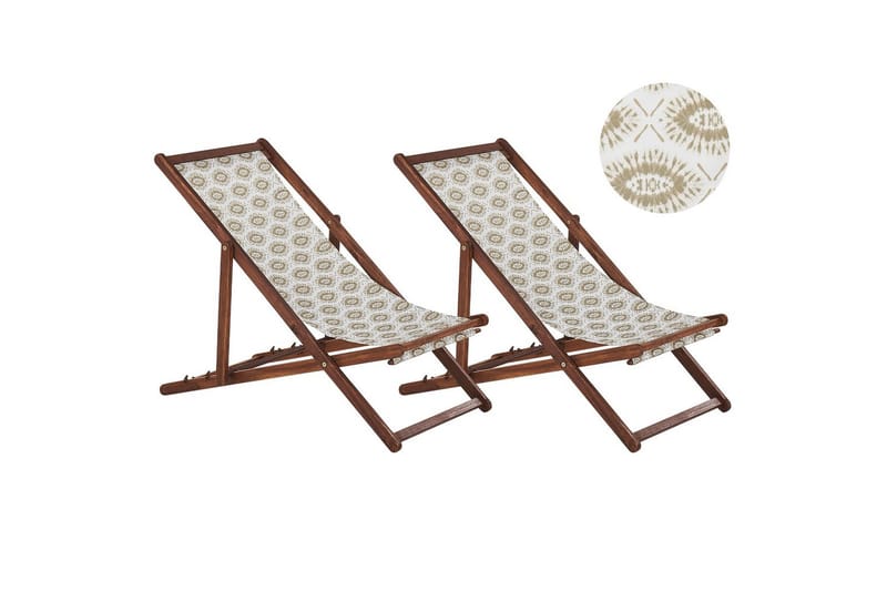Solseng sæt á 2 Anzio - mørkt træ/off-white/beige - Havemøbler - Havestole - Solstole
