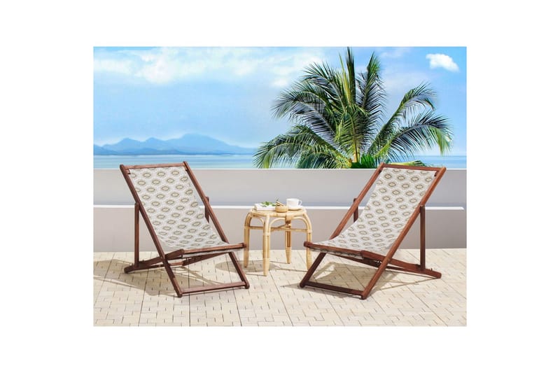 Solseng sæt á 2 Anzio - mørkt træ/off-white/beige - Havemøbler - Havestole - Solstole
