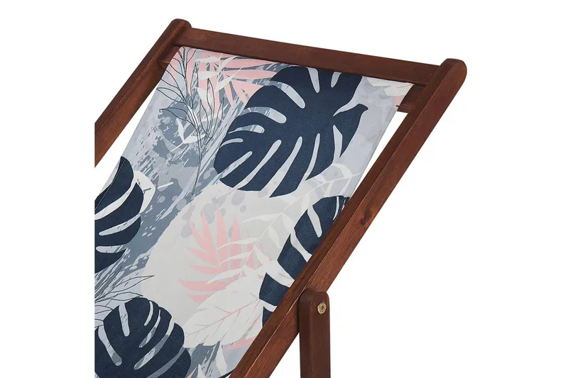 Solseng sæt á 2 Anzio - mørkt træ/off-white/blåt palmebladsmønster - Havemøbler - Havestole - Solstole