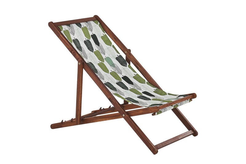 Solseng sæt á 2 Anzio - mørkt træ/off-white/grønt løvmønster - Havemøbler - Havestole - Solstole