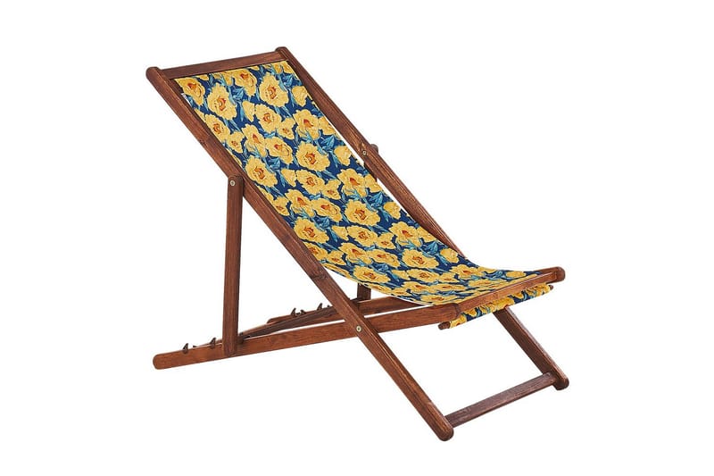 Solseng sæt á 2 Anzio - mørkt træ/off-white/gult blomstermønster - Havemøbler - Havestole - Solstole