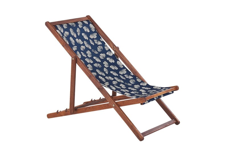 Solseng sæt á 2 Anzio - mørkt træ/off-white/marineblåt blomster mønster - Havemøbler - Havestole - Solstole