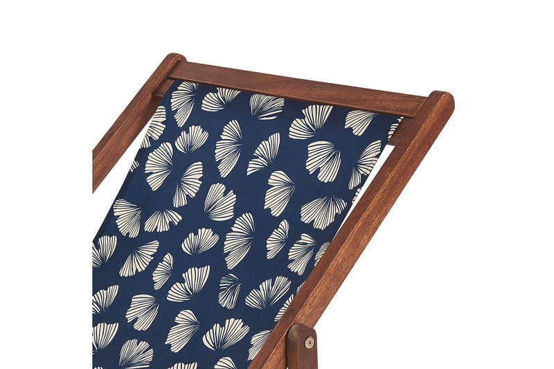 Solseng sæt á 2 Anzio - mørkt træ/off-white/marineblåt blomster mønster - Havemøbler - Havestole - Solstole