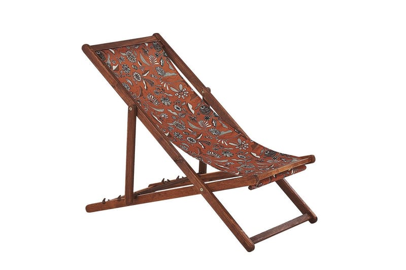 Solseng sæt á 2 Anzio - mørkt træ/off-white/rødt blomster mønster - Havemøbler - Havestole - Solstole