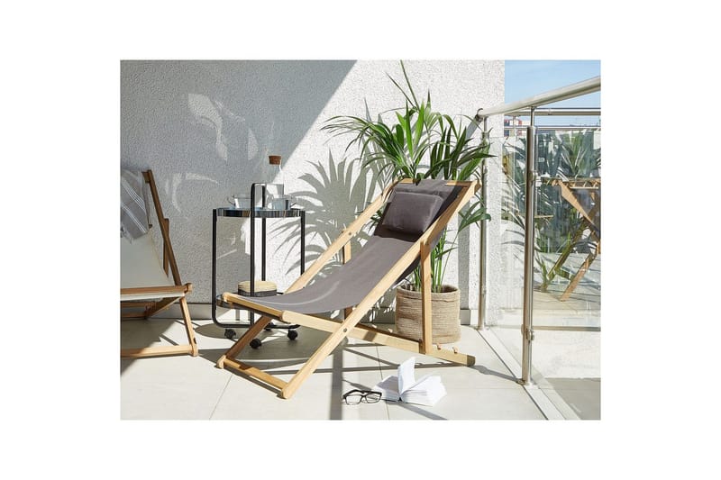 Solseng sæt af 2 Avellino - Grå, lyst træ, flerfarvet - Havemøbler - Havestole - Solstole