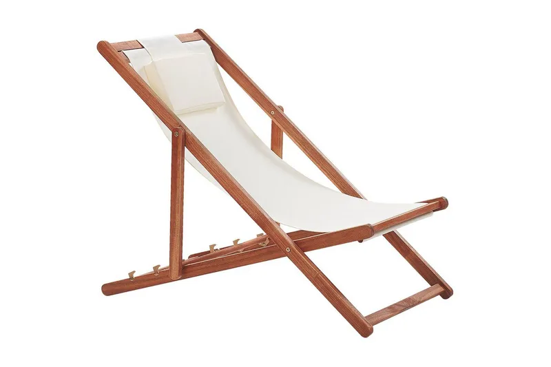 Solseng sæt af 2 Avellino - Hvid, mørkt træ, flerfarvet - Havemøbler - Havestole - Solstole