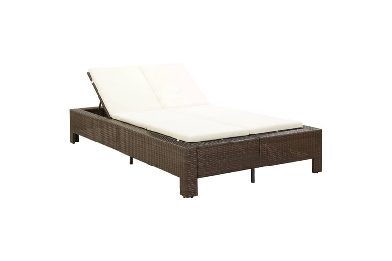 2-Personers Solseng Med Hynde Polyrattan Brun - Havemøbler - Havestole - Solseng & solvogn