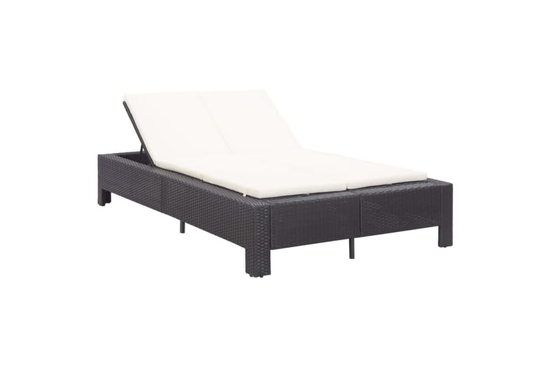 2-personers solseng med hynde polyrattan sort - Sort - Havemøbler - Havestole - Solseng & solvogn