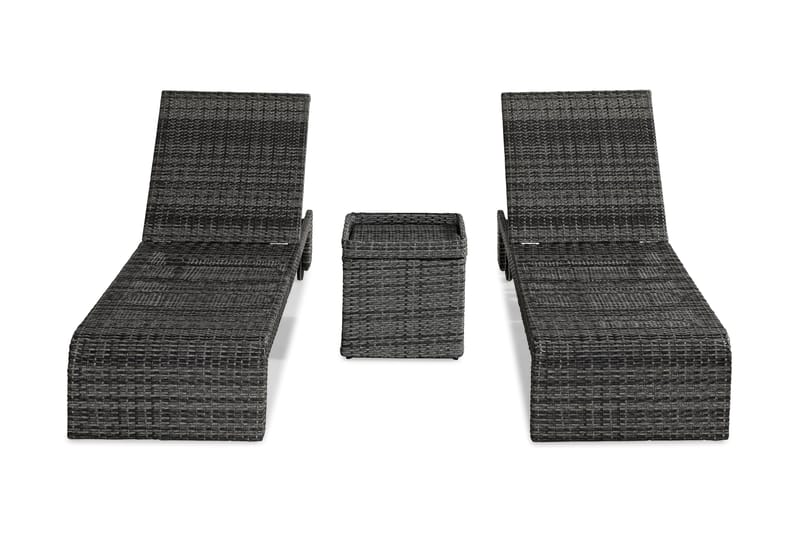 Bahamas Solvgogne Sæt med Sidebord - Grå - Havemøbler - Havestole - Solseng & solvogn